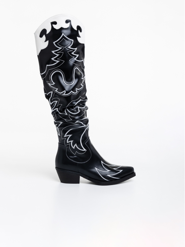 Γυναικείες μπότες μαύρα από οικολογικό δέρμα Keoni, 5 - Kalapod.gr
