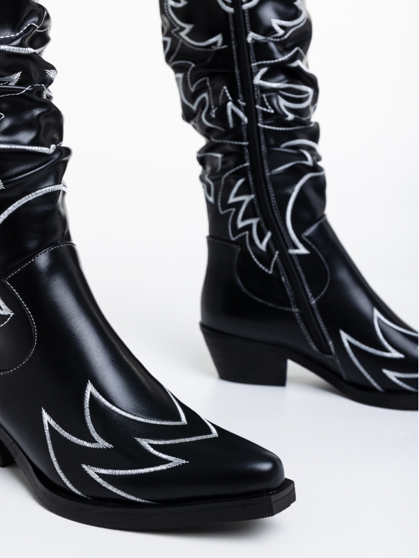 Γυναικείες μπότες μαύρα από οικολογικό δέρμα Keoni, 6 - Kalapod.gr
