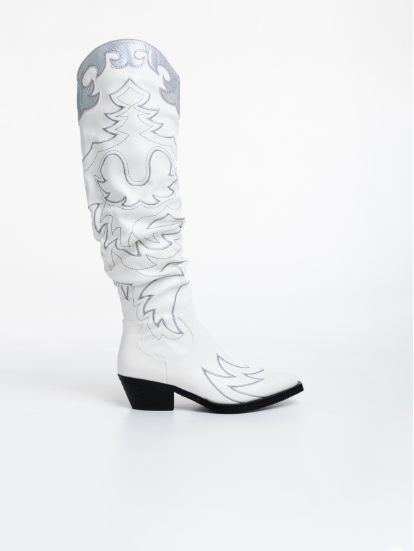 Γυναικείες μπότες λευκά από οικολογικό δέρμα Keoni, 5 - Kalapod.gr