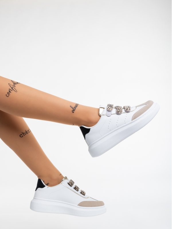 Γυναικεία αθλητικά παπούτσια λευκά από οικολογικό δέρμα Tikva, 4 - Kalapod.gr