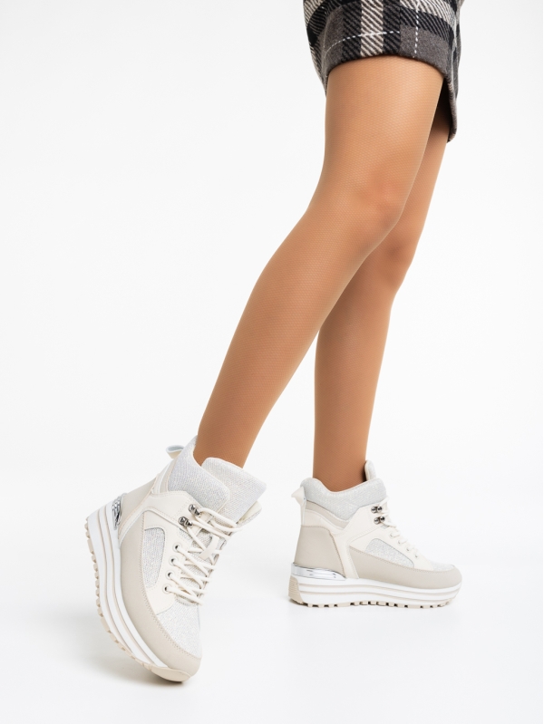 Γυναικεία αθλητικά παπούτσια μπεζ από οικολογικό δέρμα Shantae, 3 - Kalapod.gr