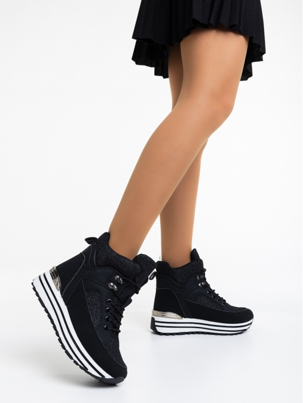 Γυναικεία αθλητικά παπούτσια μαύρα από οικολογικό δέρμα Shantae, 3 - Kalapod.gr