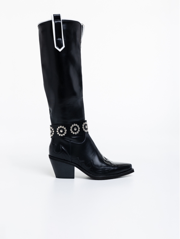 Γυναικείες μπότες μαύρα από οικολογικό δέρμα Krystle, 5 - Kalapod.gr
