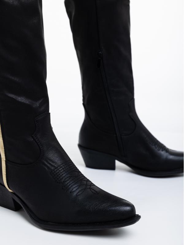 Γυναικείες μπότες μαύρα από οικολογικό δέρμα Shanae, 8 - Kalapod.gr