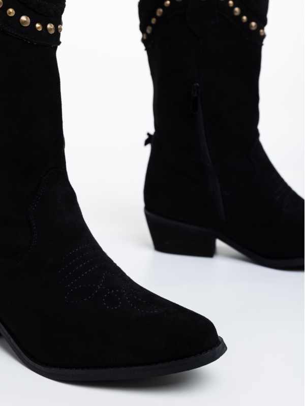 Γυναικείες μπότες μαύρα από ύφασμα Darnisha, 6 - Kalapod.gr