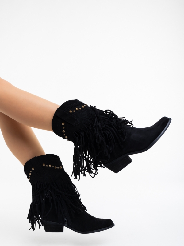 Γυναικείες μπότες μαύρα από ύφασμα Frikka, 3 - Kalapod.gr