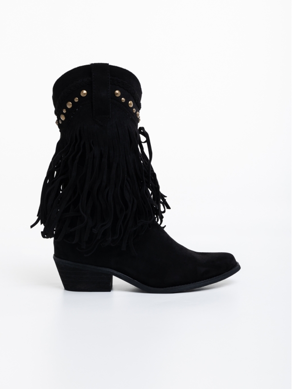 Γυναικείες μπότες μαύρα από ύφασμα Frikka, 5 - Kalapod.gr