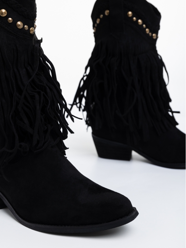 Γυναικείες μπότες μαύρα από ύφασμα Frikka, 6 - Kalapod.gr