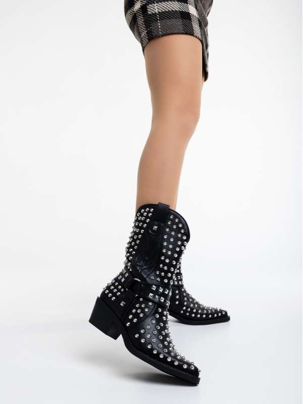 Γυναικείες μπότες μαύρα από οικολογικό δέρμα Coralie, 2 - Kalapod.gr