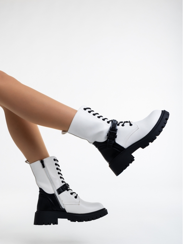 Γυναικεία μπότακια λευκά από οικολογικό δέρμα Liddy, 4 - Kalapod.gr
