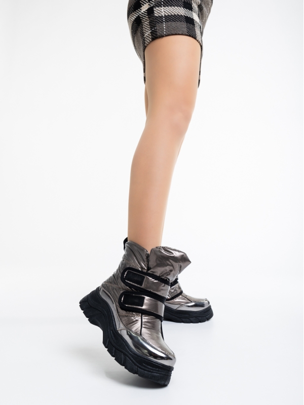 Γυναικεία μπότακια γκρί σκούρο από ύφασμα Kylar - Kalapod.gr