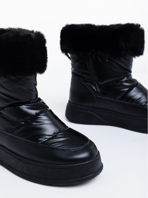 Γυναικείες μπότες μαύρα από οικολογικό δέρμα και ύφασμα Janicia, 6 - Kalapod.gr