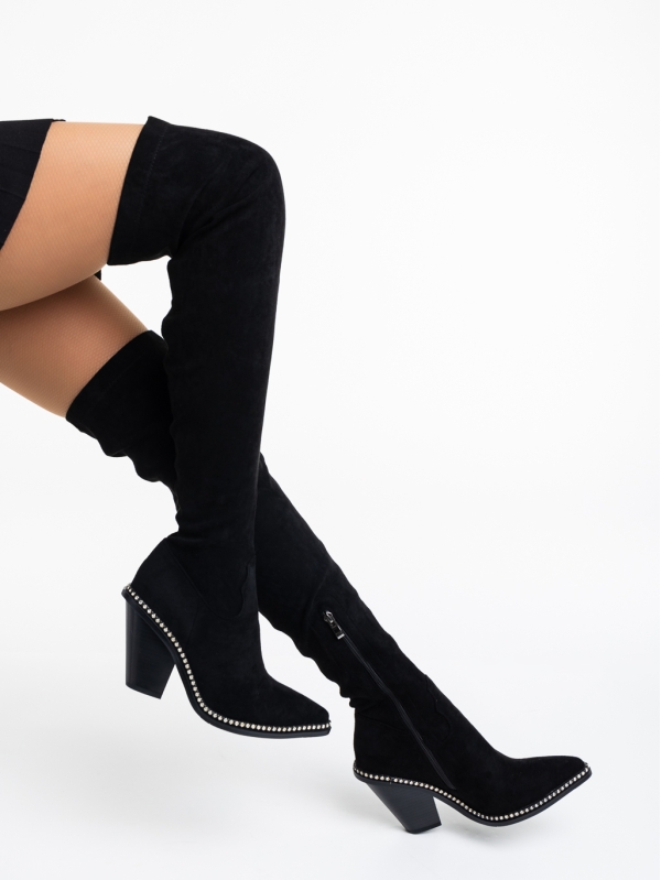 Γυναικείες μπότες μαύρα από ύφασμα Virdia - Kalapod.gr
