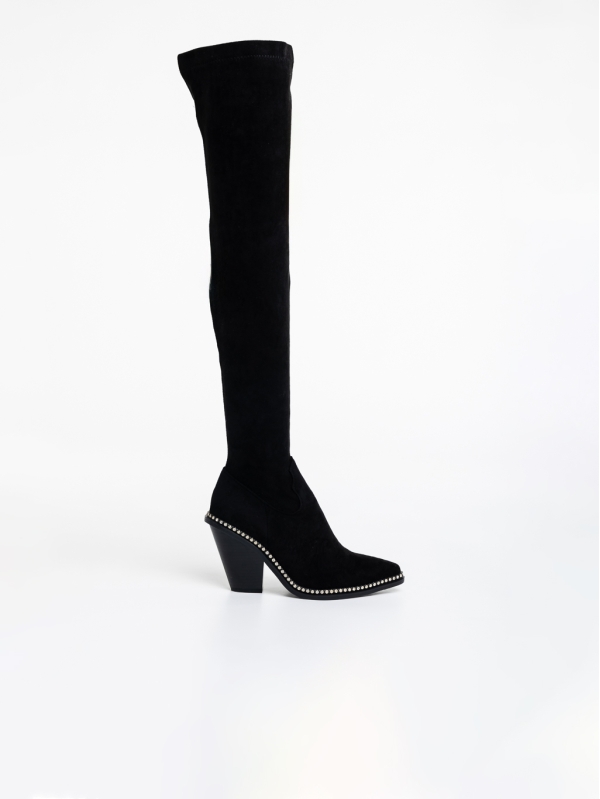Γυναικείες μπότες μαύρα από ύφασμα Virdia, 5 - Kalapod.gr