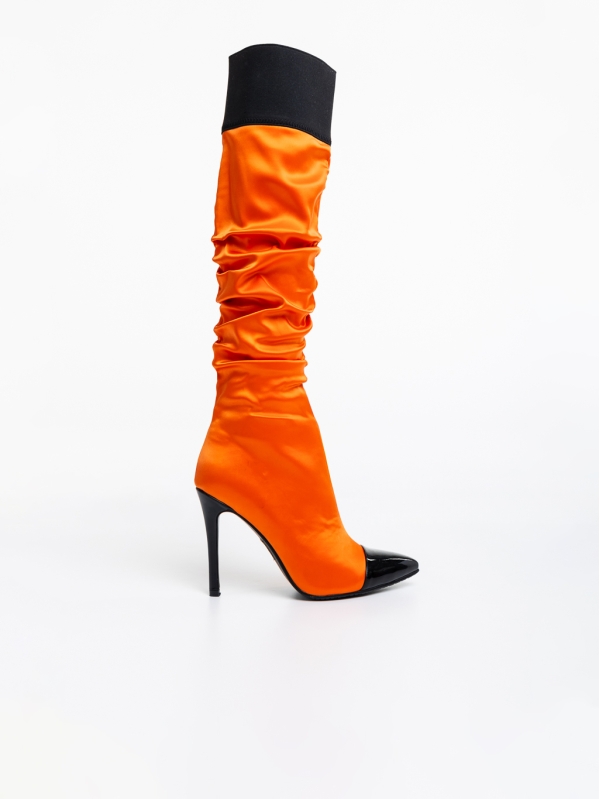 Γυναικείες μπότες πορτοκαλί από ύφασμα Danita, 5 - Kalapod.gr