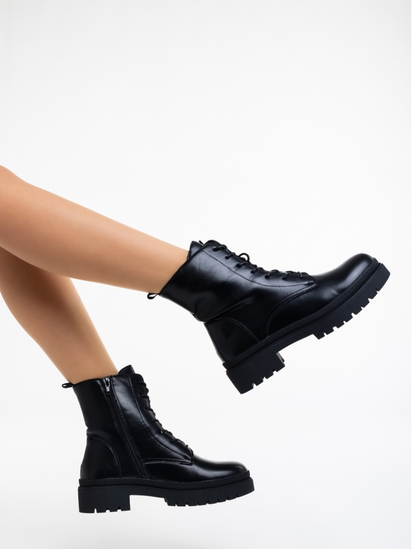Γυναικεία μπότακια μαύρα από οικολογικό δέρμα Kory, 2 - Kalapod.gr