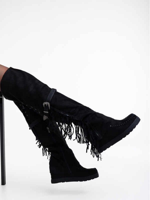 Γυναικείες μπότες μαύρα από ύφασμα Nicci, 3 - Kalapod.gr