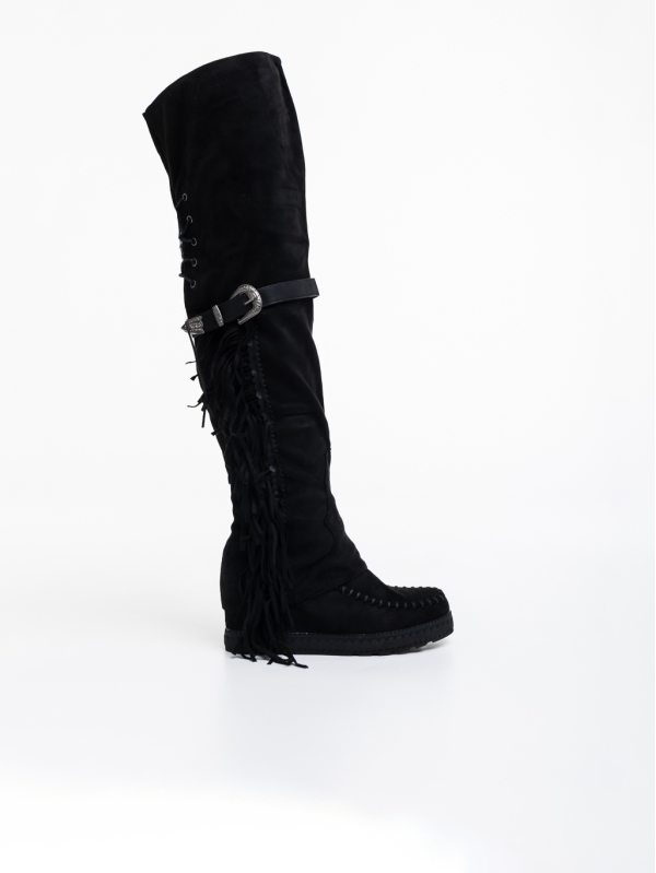 Γυναικείες μπότες μαύρα από ύφασμα Nicci, 5 - Kalapod.gr