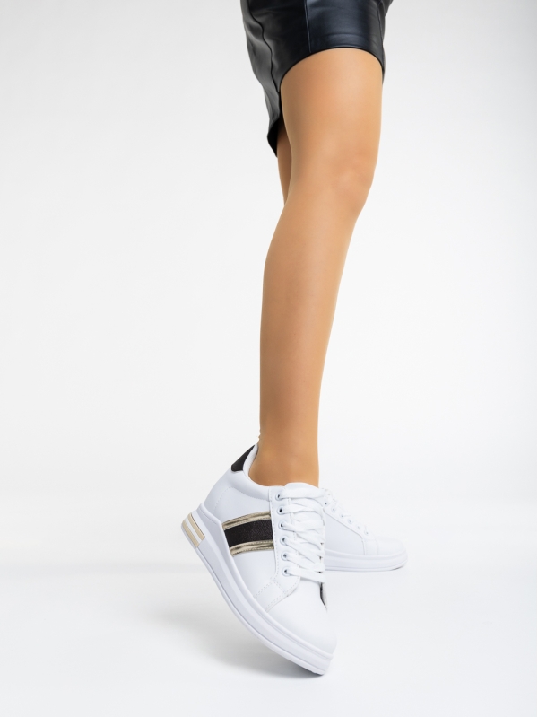 Γυναικεία αθλητικά παπούτσια λευκά  από οικολογικό δέρμα  Kendis, 2 - Kalapod.gr