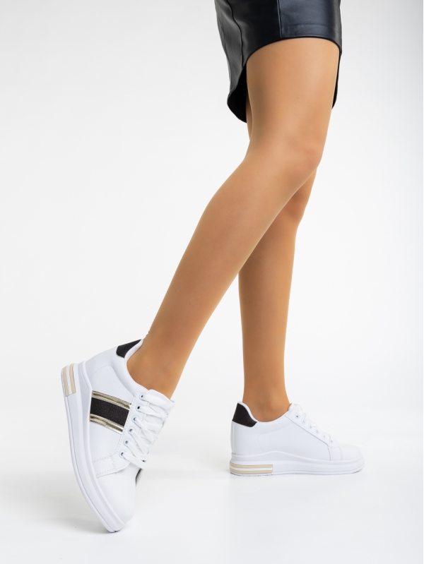 Γυναικεία αθλητικά παπούτσια λευκά  από οικολογικό δέρμα  Kendis, 3 - Kalapod.gr