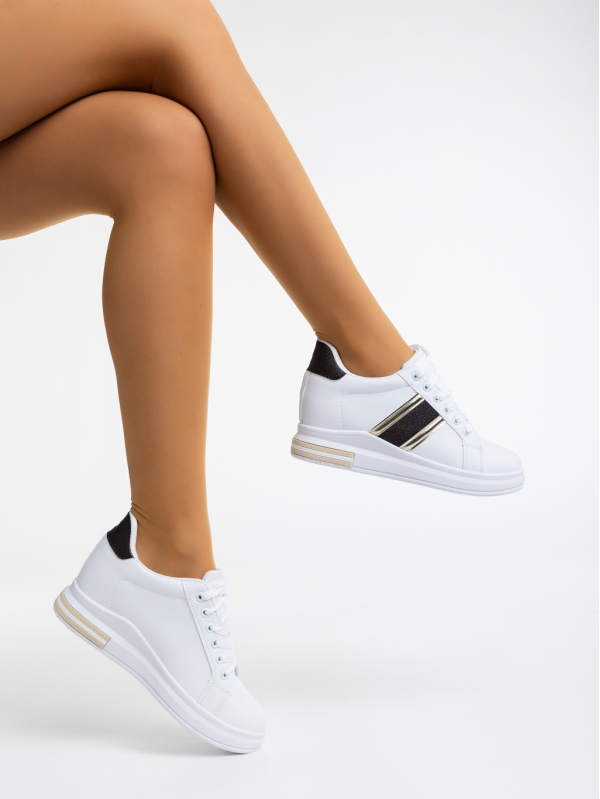 Γυναικεία αθλητικά παπούτσια λευκά  από οικολογικό δέρμα  Kendis, 4 - Kalapod.gr