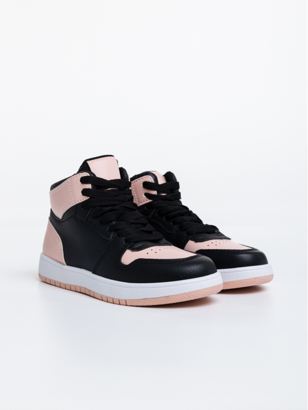 Παιδικά αθλητικά παπούτσια μαύρα με ροζ από οικολογικό δέρμα Berlia - Kalapod.gr