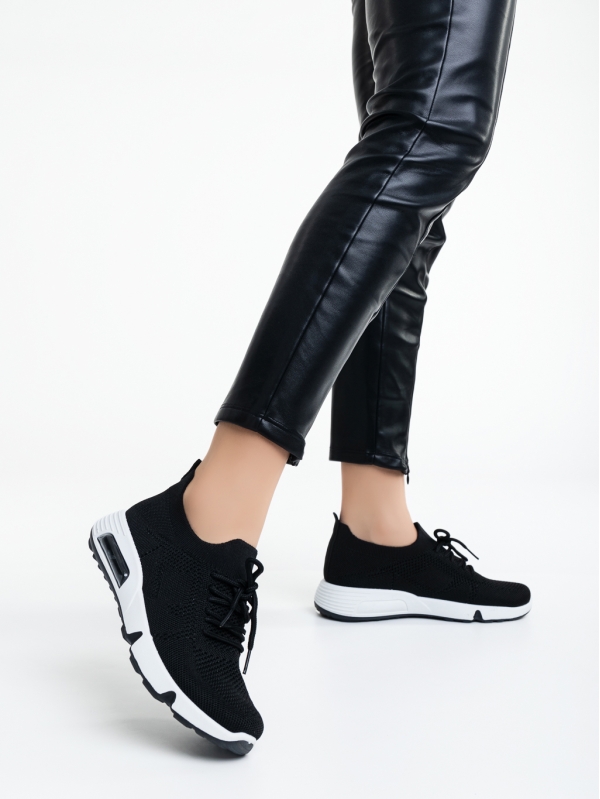 Γυναικεία αθλητικά παπούτσια μαύρα από ύφασμα Cayley, 3 - Kalapod.gr