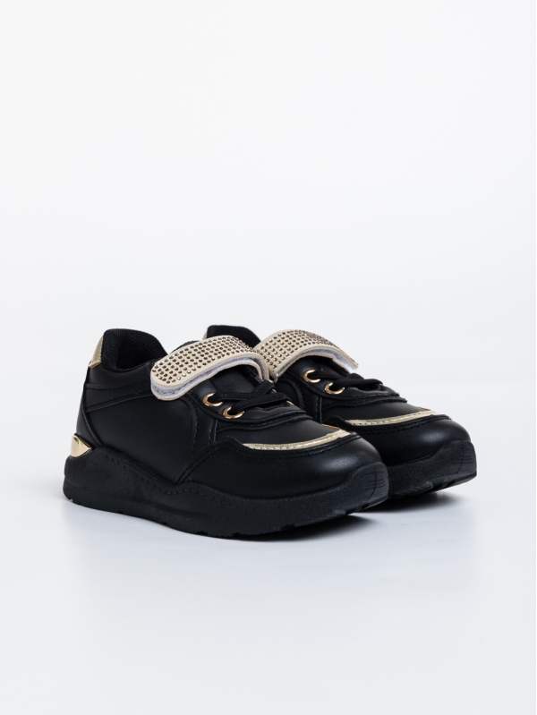 Παιδικά αθλητικά παπούτσια μαύρα από οικολογικό δέρμα Dericka - Kalapod.gr