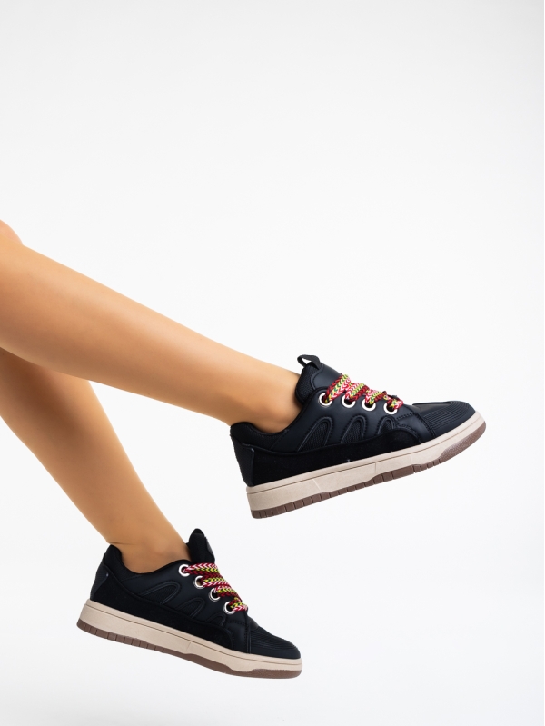 Γυναικεία αθλητικά παπούτσια μαύρα από οικολογικό δέρμα Ardala, 3 - Kalapod.gr