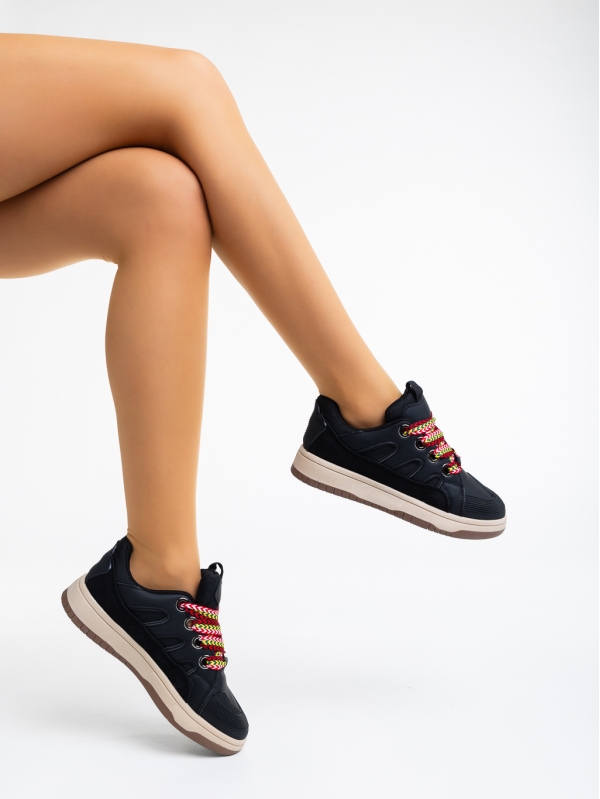 Γυναικεία αθλητικά παπούτσια μαύρα από οικολογικό δέρμα Ardala, 4 - Kalapod.gr