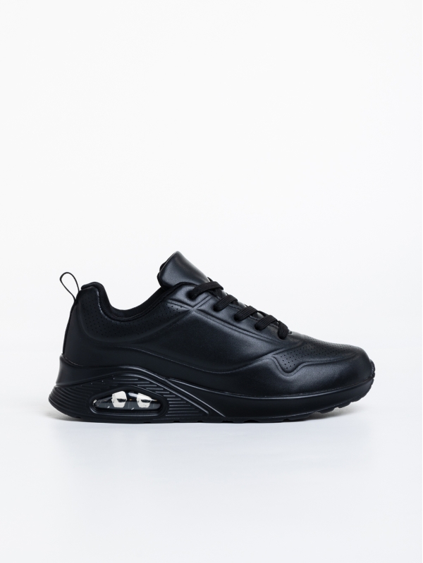 Γυναικεία αθλητικά παπούτσια μαύρα από οικολογικό δέρμα Arline, 5 - Kalapod.gr