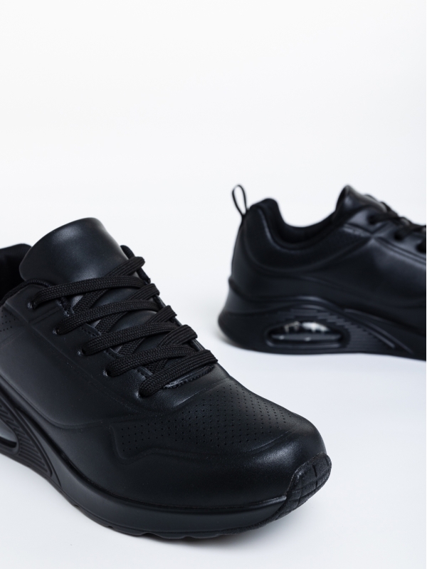 Γυναικεία αθλητικά παπούτσια μαύρα από οικολογικό δέρμα Arline, 6 - Kalapod.gr