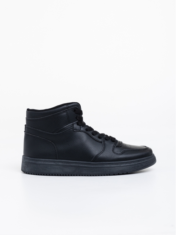 Ανδρικά αθλητικά παπούτσια μαύρα από οικολογικό δέρμα Emanoil, 3 - Kalapod.gr