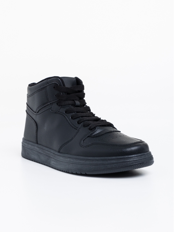 Ανδρικά αθλητικά παπούτσια μαύρα από οικολογικό δέρμα Emanoil, 2 - Kalapod.gr