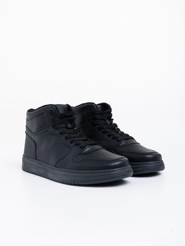 Ανδρικά αθλητικά παπούτσια μαύρα από οικολογικό δέρμα Emanoil - Kalapod.gr
