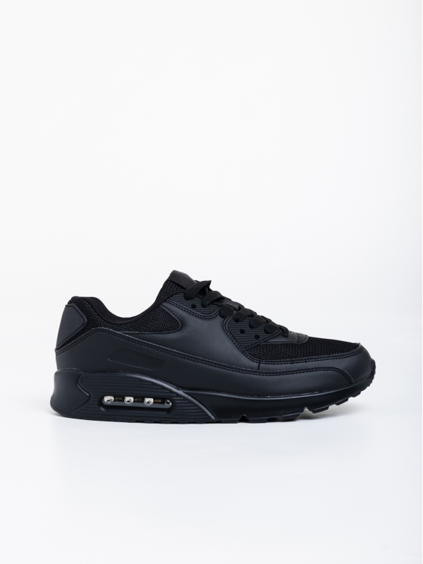 Ανδρικά αθλητικά παπούτσια μαύρα από οικολογικό δέρμα Bram, 3 - Kalapod.gr