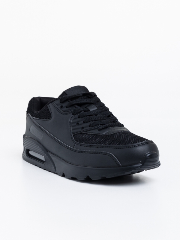 Ανδρικά αθλητικά παπούτσια μαύρα από οικολογικό δέρμα Bram, 2 - Kalapod.gr