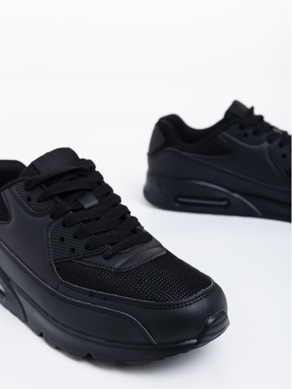 Ανδρικά αθλητικά παπούτσια μαύρα από οικολογικό δέρμα Bram, 4 - Kalapod.gr