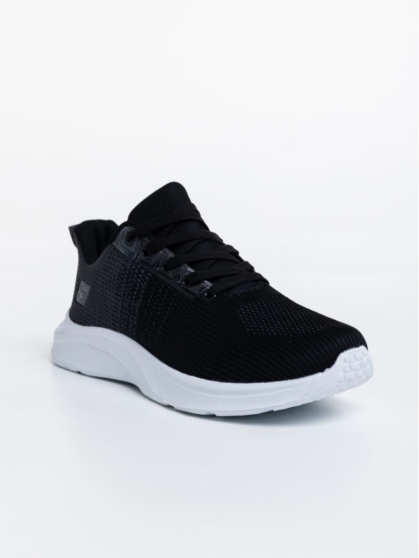 Ανδρικά αθλητικά παπούτσια μαύρα από ύφασμα Manolo, 2 - Kalapod.gr
