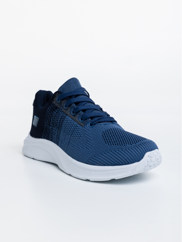 Ανδρικά αθλητικά παπούτσια μπλε από ύφασμα Manolo, 2 - Kalapod.gr
