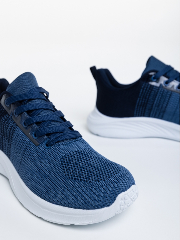 Ανδρικά αθλητικά παπούτσια μπλε από ύφασμα Manolo, 4 - Kalapod.gr