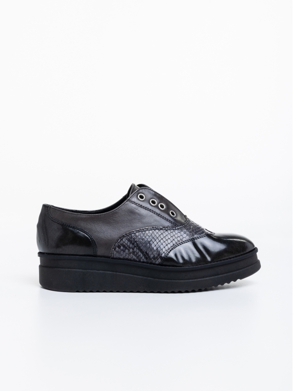 Γυναικεία casual παπούτσια μαύρα από φυσικό δέρμα  Enriqua, 5 - Kalapod.gr