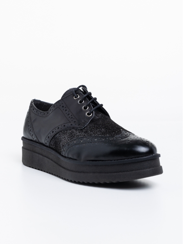 Γυναικεία casual παπούτσια μαύρα από φυσικό δέρμα  Loulou, 2 - Kalapod.gr