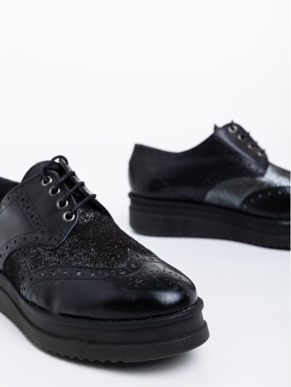 Γυναικεία casual παπούτσια μαύρα από φυσικό δέρμα  Loulou, 4 - Kalapod.gr