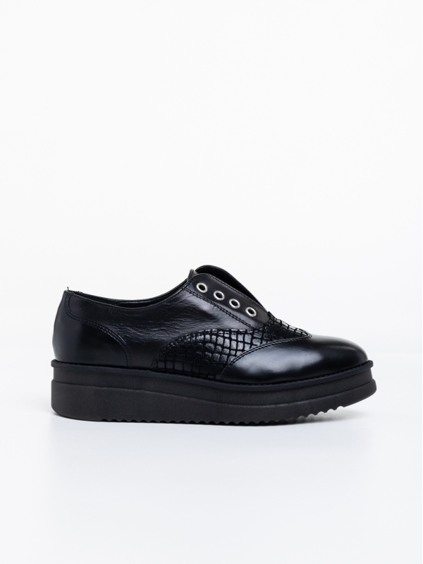 Γυναικεία casual παπούτσια μαύρα από φυσικό δέρμα  Reilly, 3 - Kalapod.gr