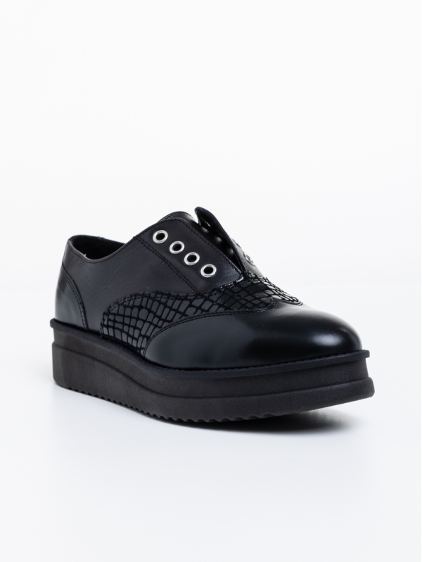 Γυναικεία casual παπούτσια μαύρα από φυσικό δέρμα  Reilly, 2 - Kalapod.gr