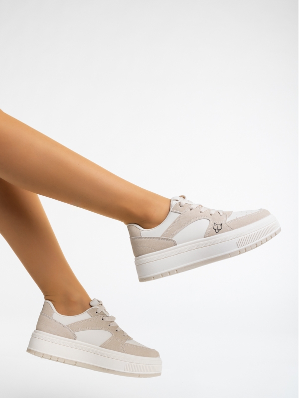 Γυναικεία αθλητικά παπούτσια μπεζ από οικολογικό δέρμα  Orianne, 3 - Kalapod.gr