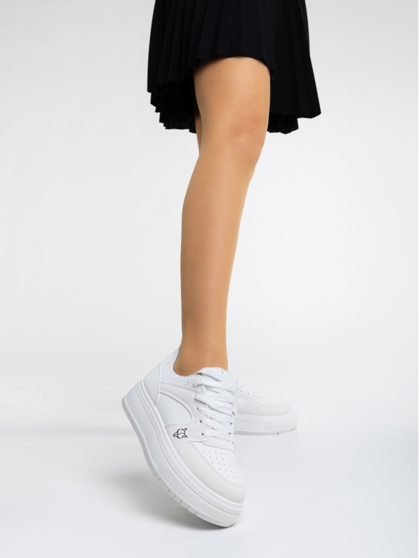 Γυναικεία αθλητικά παπούτσια λευκά  από οικολογικό δέρμα  Orianne, 2 - Kalapod.gr