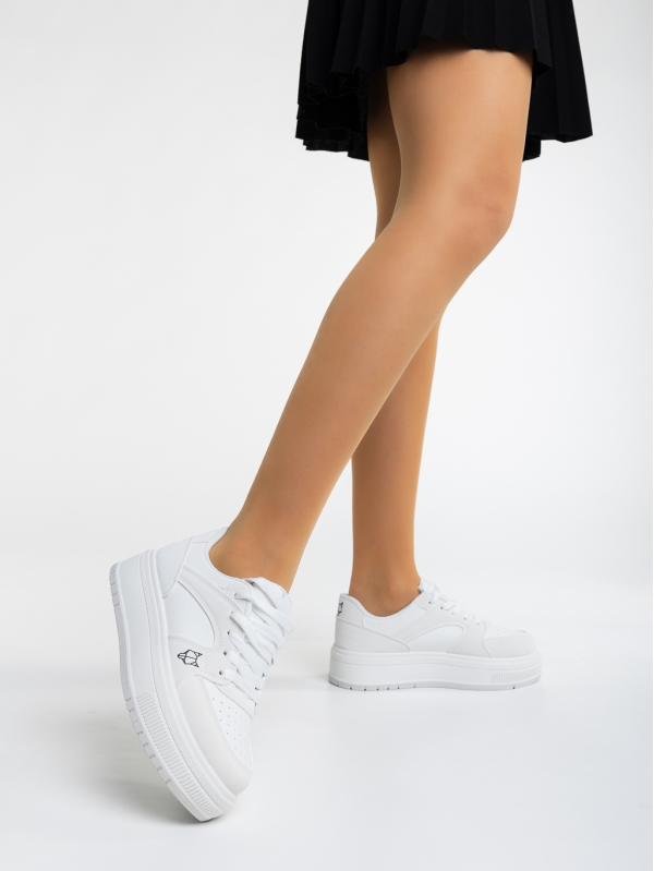 Γυναικεία αθλητικά παπούτσια λευκά  από οικολογικό δέρμα  Orianne, 3 - Kalapod.gr