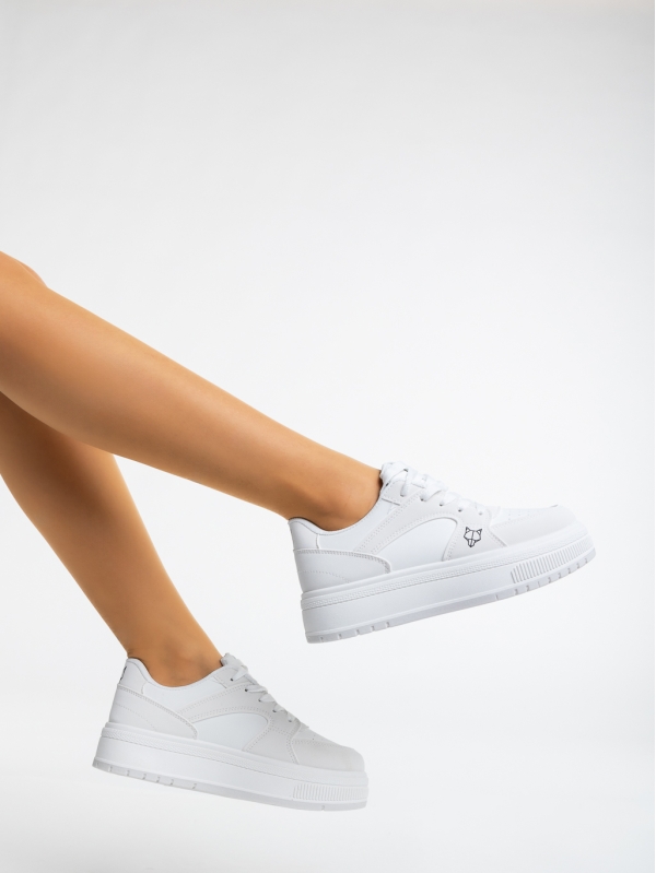 Γυναικεία αθλητικά παπούτσια λευκά  από οικολογικό δέρμα  Orianne, 4 - Kalapod.gr